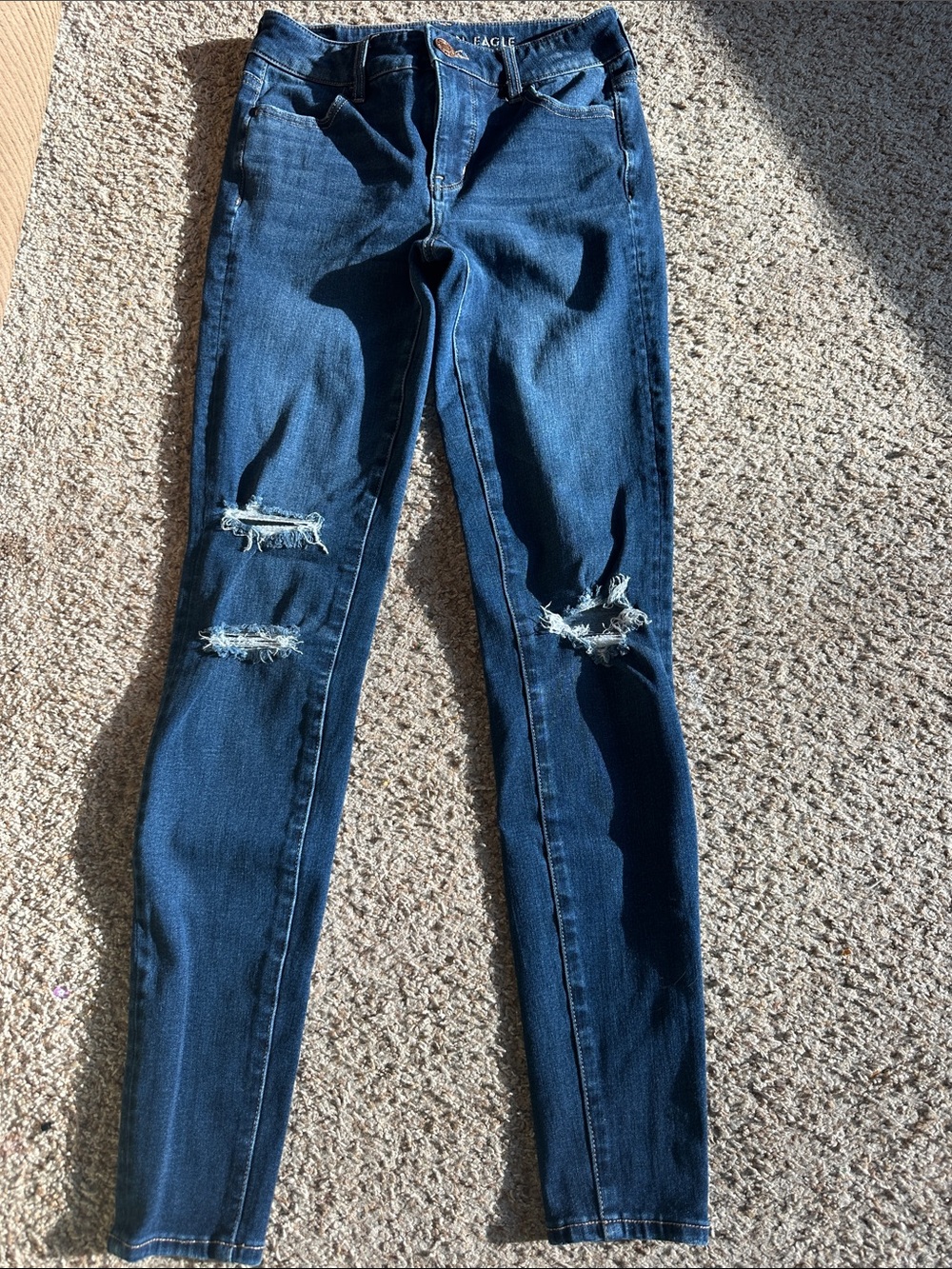 American Eagle Outfitters Dark Blue Ripped Skinny Jeans